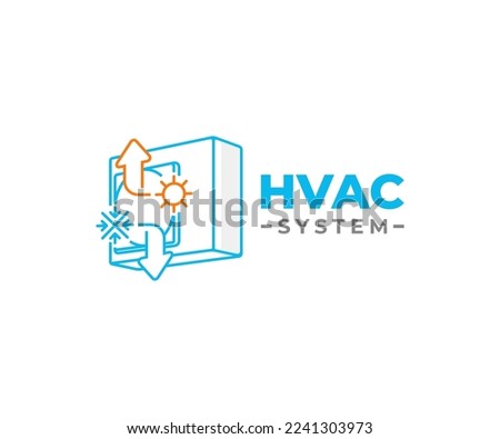 Air conditioner system logo design. Electronic controlling temperature and climate vector design. Air compressor with snowflake and sun graphic design