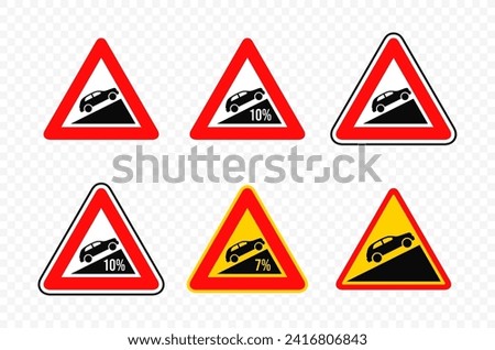 Steep ascent road sign vector design