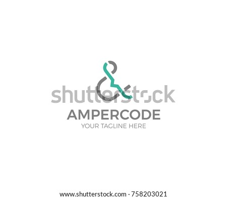 Ampersand and Code Logo Template. Letters Vector Design