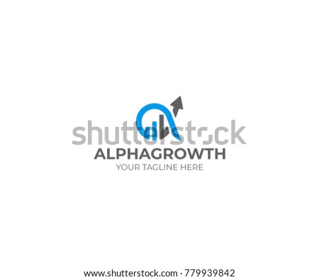 Alpha and Growth Symbol Logo Template. Graph Chart and Alfa Vector Design. Finance Illustration