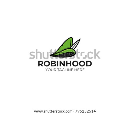 Robin hood hat logo template. Robinhood cap vector design. Medieval hat illustration