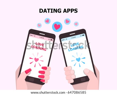 illustration vector of dating application on mobile phone  as concept