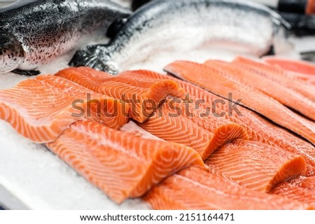 Similar – Image, Stock Photo Fresh fish on ice in wooden crates in front of a shop in Bursa, Turkey