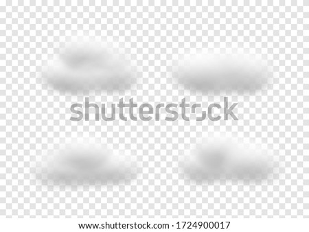 Realistic white cloud vectors isolated on transparency background, Fluffy cubes like white cotton wool, cloudy ep34