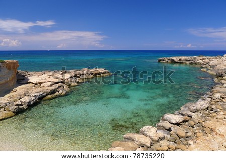 Emerald green sea water of Protaras bay on Cyprus island