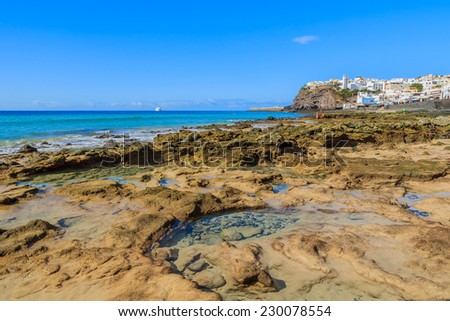 Fishing village Morro Jable on southern coast of Fuerteventura, Canary Islands, Spain