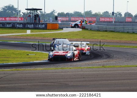 Briram THAILAND - October 5: Super GT race car, which was first held in Thailand at Chang International Circuit in Buriram United, on October 4-5, 2014 at the Buriram, Thailand