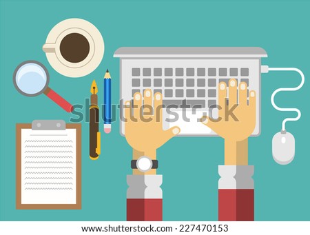Vector business office workplace. Flat illustration