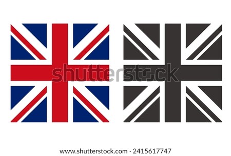 United Kingdom black white flag isolated set. Vector flat graphic design isolated illustration