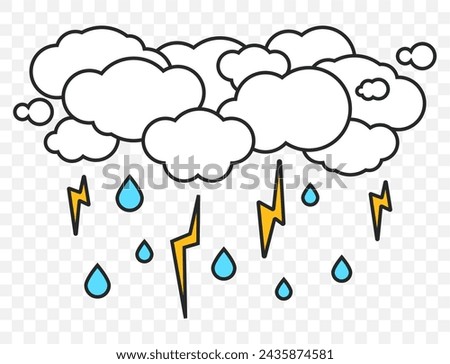 Cloud rain thunderstorm lightning storm concept. Vector flat graphic design illustration