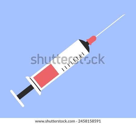 Isolated medical syringe concept. Vector flat cartoon illustration of design element