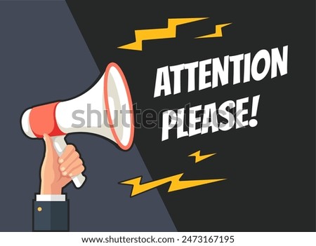 Announce megaphone attention megaphone banner concept. Vector flat graphic design illustration