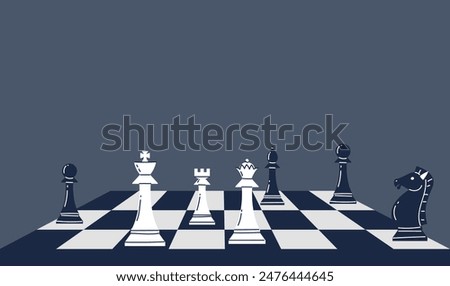 Chess piece battle competition strategy concept. Vector flat graphic design illustration