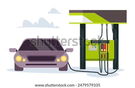 Petrol gas station. Vector flat illustration