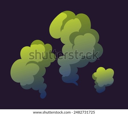 Smell cloud stink poison smoke gas isolated set concept. Vector graphic design illustration	