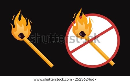 Match box matchstick matchbox stick burn fire flame concept. Vector flat graphic design illustration