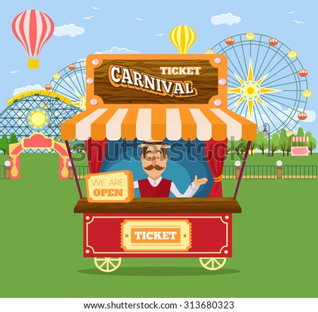 Amusement park. Vector flat illustration