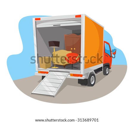 Vector delivery car flat illustration