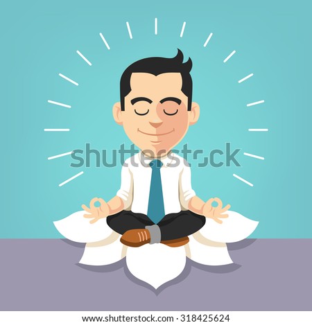 Businessman doing yoga. Vector flat illustration