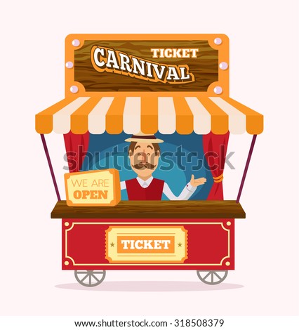 Ticket booth. Vector flat illustration