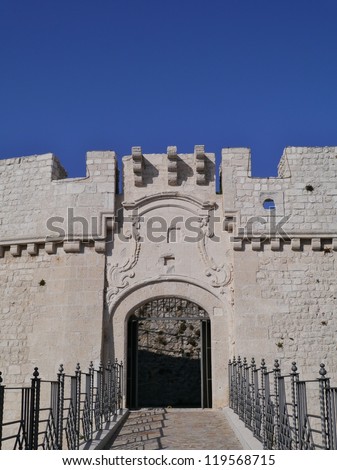 The entrance of the castle of Monte Saint Angelo in Gargano in Italy