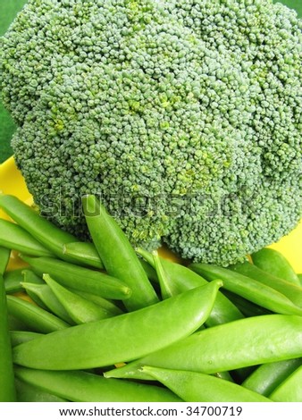 Broccoli and sugar snaps
