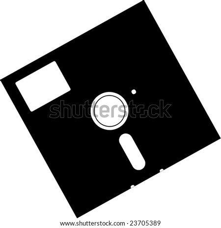 Vector illustrated old floppy disk on white background