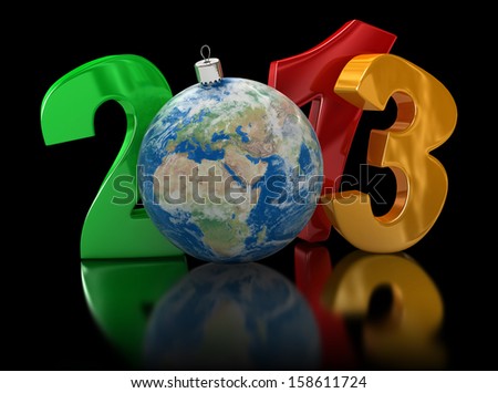 Christmas world 2013  (clipping path included). Earth map provided by NASA