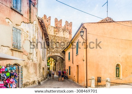 Narrow alleys and ancient buildings of a typical Italian medieval village