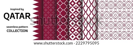 Seamless Patterns Collection inspired by Qatar Culture and Art. Set of vector graphics with backgrounds and textures. Ethnic visuals inspired by Arabian country. 