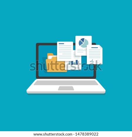 Laptop and document files,Files Attachment Email,Online communication