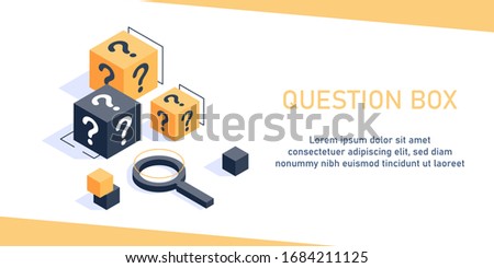 cardboard box with question mark coming out concept,Question Box,isometric,flat design icon vector illustration