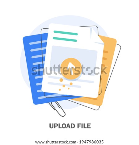 Uploading office file flat icon with gradient style. Uploading office document icon. File upload task icon for business and presentation
