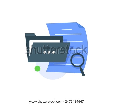 Office folder with documents, searching file directory, search,flat design icon vector illustration
