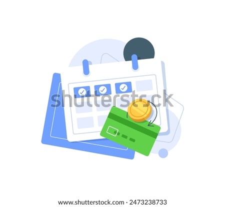 Subscription payment,Calendar with a monthly payment date for a registered member,Monthly subscription payment basis fee concept