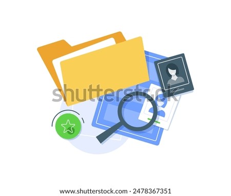 Office folder with documents, searching file directory, search