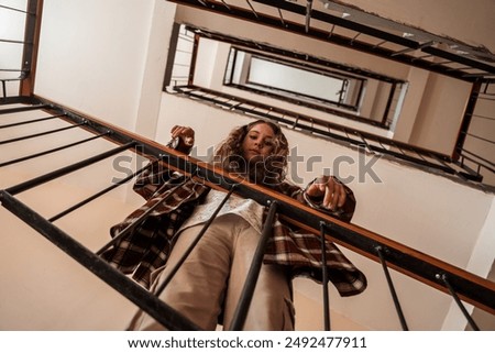 Similar – Image, Stock Photo Stairwell in the white house