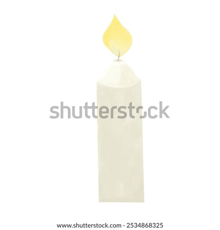 Similar – Image, Stock Photo A burning long white candle in the church behind an ornamental lattice