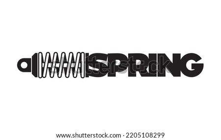 Vector black symbol spring with the inscription spring. Isolated on white background.