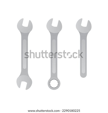 Vector three types service key - wrenches symbols. Isolated on white background.