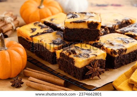 Similar – Image, Stock Photo Vegan pumpkin cake with a non dairy frosting