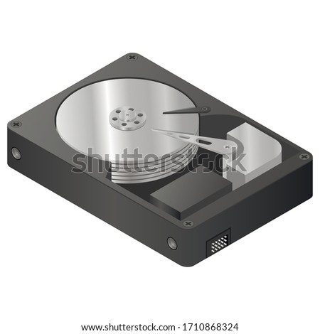 HDD. Isometric new black solid state drive black. Vector illustration for computer technology, web sites, games and prints.