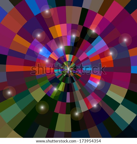 Disco background colored for your design, orange, blue, red, brown with light elements.