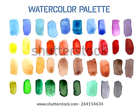Colour Palette Comprising of Watercolour Swatches in Various Shades. EPS10 Vector Format