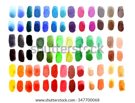 Colour Palette Comprising of Watercolour Swatches in Various Shades.  
