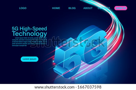 5g High-speed Technology concept. Network Communication Wireless Internet. network connection fastest internet. isometric flat design vector illustration