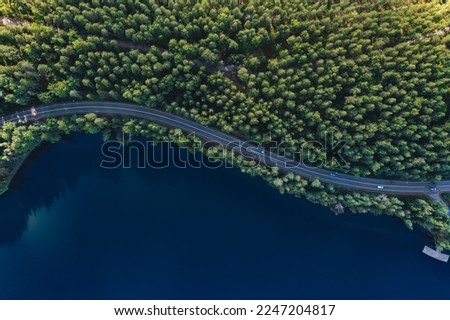 Similar – Image, Stock Photo Drone view of coast with cliffs