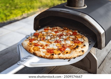 Similar – Image, Stock Photo Making pizza pepperoni with raw dough and ingredients