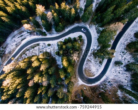 Similar – Image, Stock Photo curved road in snowy landscape