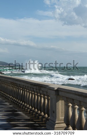 Mascagni terrace in front of the sea, Livorno (Tuscany, Italy)